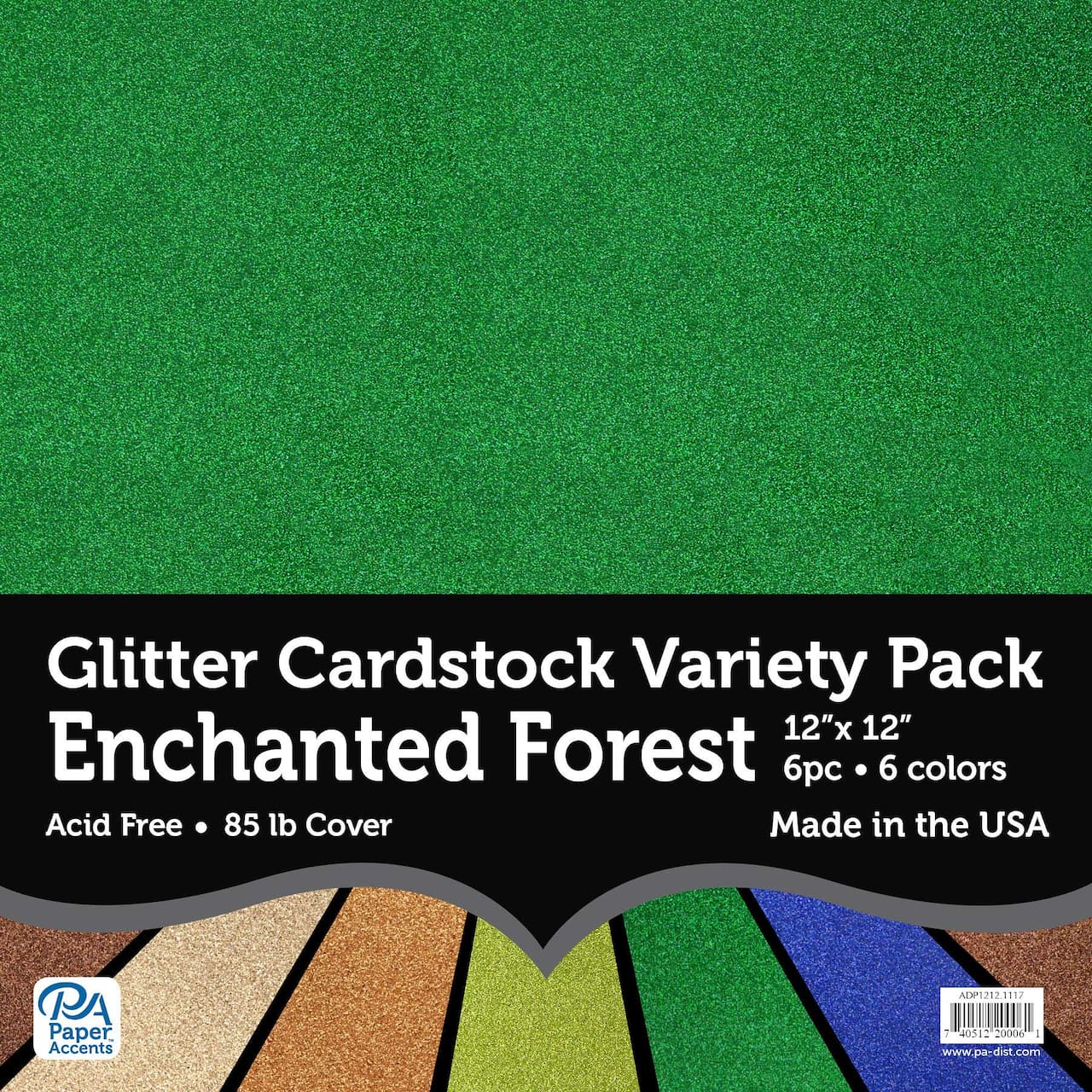 PA Paper™ Accents Enchanted Forest Glitter 12 x 12 Cardstock Variety Pack